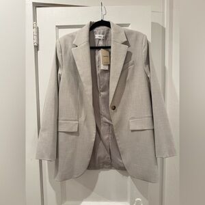 Mango Light Gray Single-Button Tailored Blazer